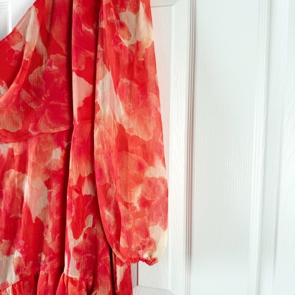 NWT Gianni Bini Pink and Orange Floral One Shoulder High Low Maxi Dress Size 4 - Picture 9 of 13